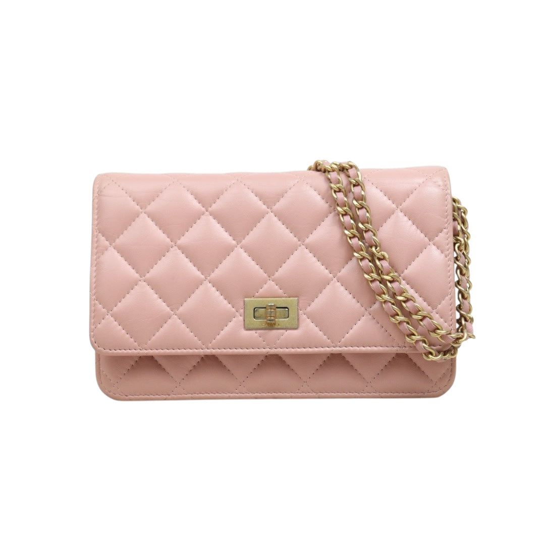 Include Entrupy Certificate of Authenticity｜Very Good ( Rank A)｜ CHANEL Matelasse Chain 2.55  Aged Calfskin WOC Pink Made in 2018Year ｜S26060101