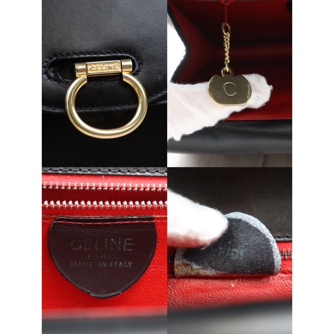 Rank A｜ CELINE Vintage Box Calf Leather Hand  Bag Black｜24060305