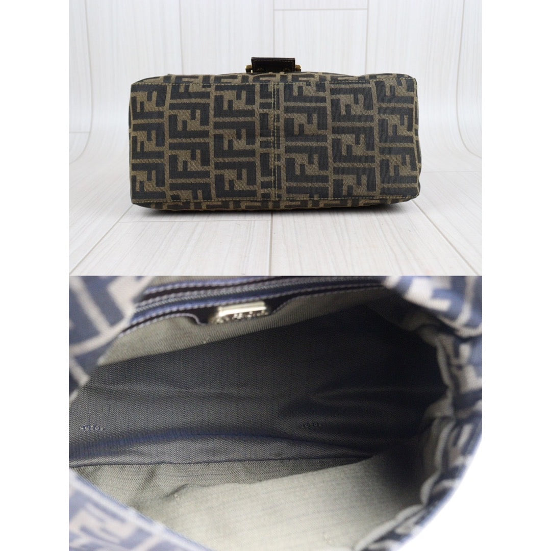 Rank A｜ FENDI Zucca Mamma Baguette Shoulder Bag Gold Hardware｜23102847