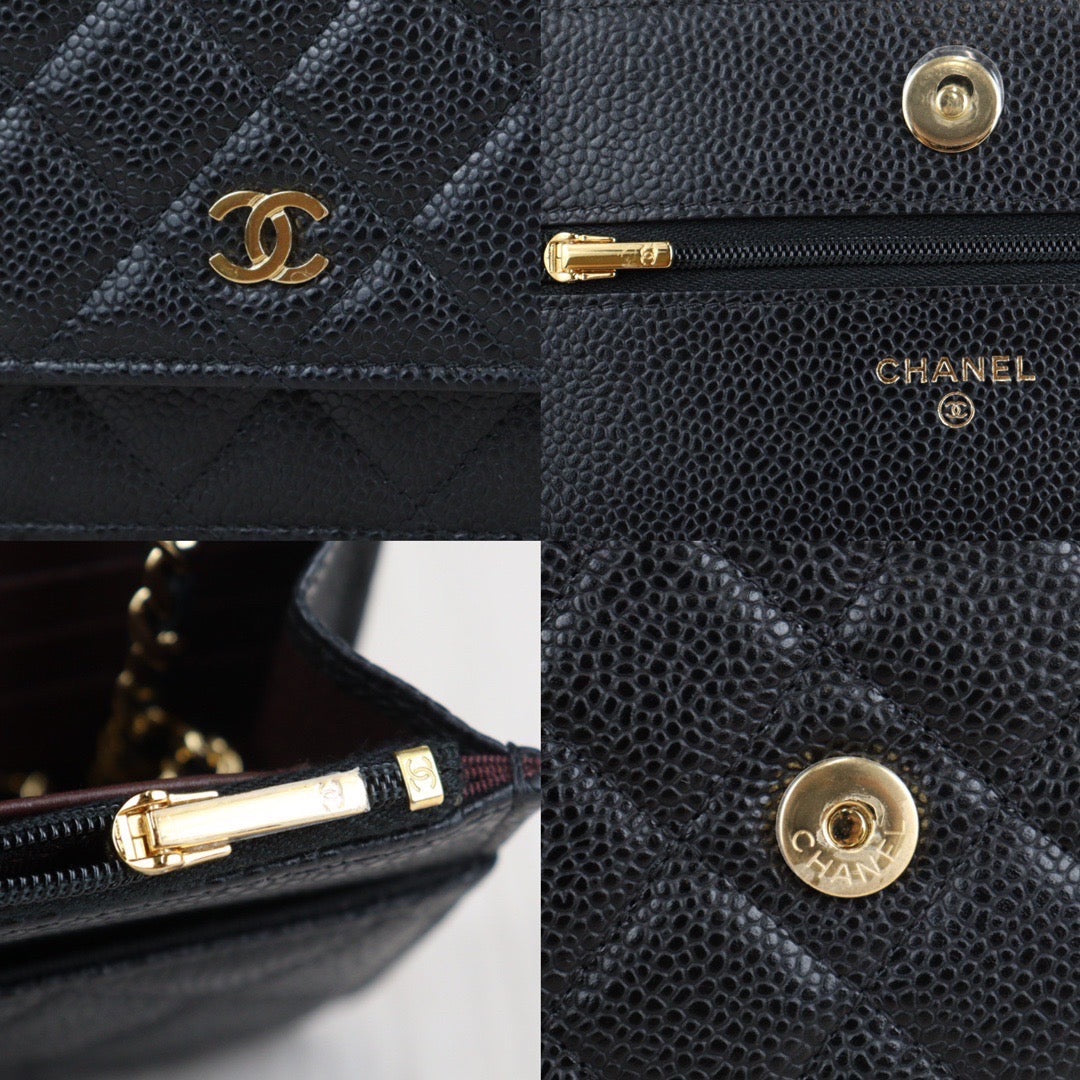 Rank SA｜ CHANEL Matelasse Caviar Skin Chain Wallet Black Gold Hardware Made In 2019 Year ｜23080308