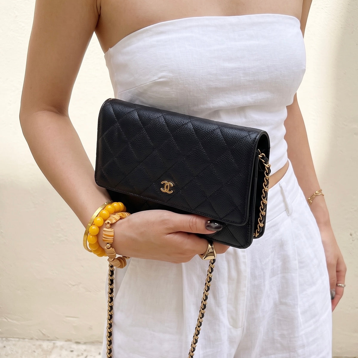 Include Entrupy Certificate of Authenticity｜Very Good ( Rank A)｜CHANEL Caviar Skin WOC Chain Bag Black  IC Chips ｜S26090703