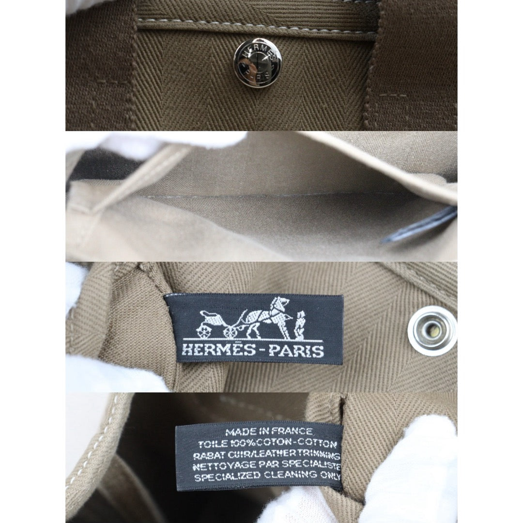 Good ( Rank AB)｜ HERMES Valparaiso Canvas Milk Tea Brown HandBag With Pouch PM｜25102004