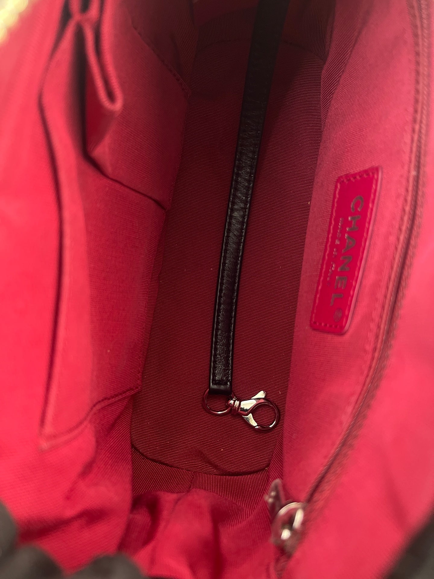 CHANEL PM Gabrielle Calf Leather Handbag Shoulder Bag Black