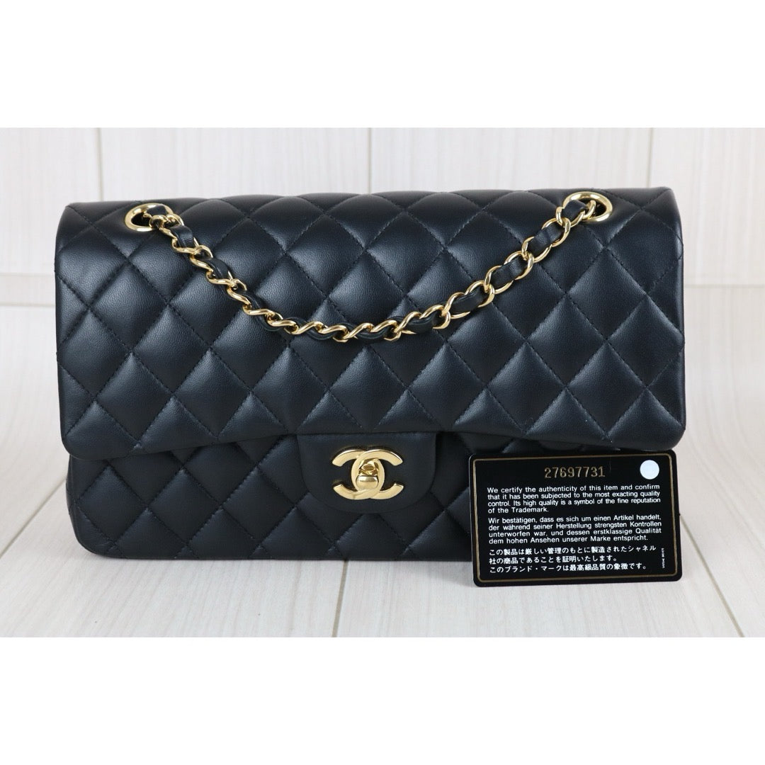 Include Entrupy Certificate of Authenticity｜Very Good ( Rank A)｜ CHANEL Lamb Skin Matrasse Chain Double Flap 25 Shoulder Bag  Black Made In 2019 Year｜S26080101