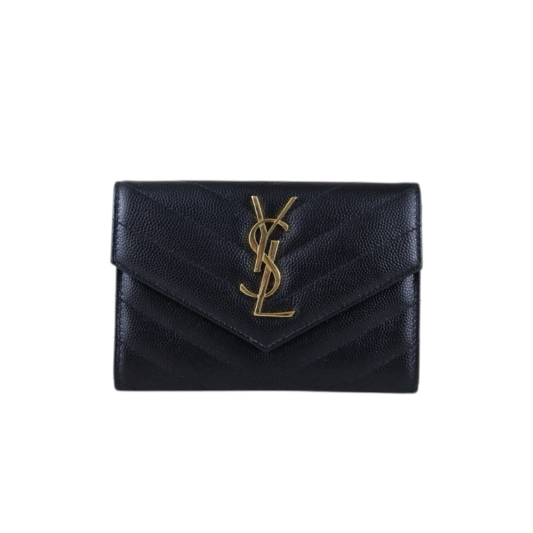 Include Entrupy Certificate of Authenticity｜Excellent（Rank SA）｜  Saint Laurent YSL Caviar Skin Calf Leather  Card Holder Black｜S26030819