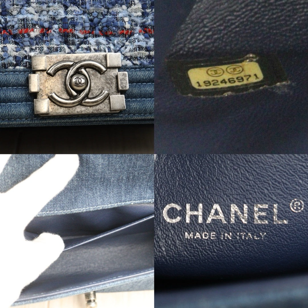 Good ( Rank AB) ｜CHANEL Denim Blue Tweed Weave Leboy20 Made in 2014Year｜Y25112504