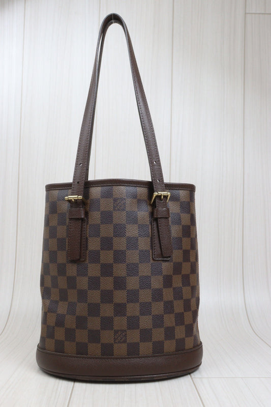 Include Entrupy Certificate of Authenticity｜Very Good ( Rank A) ｜ Louis Vuitton Damier Ebene Marais Bucket PM Shoulder Strap｜26101906