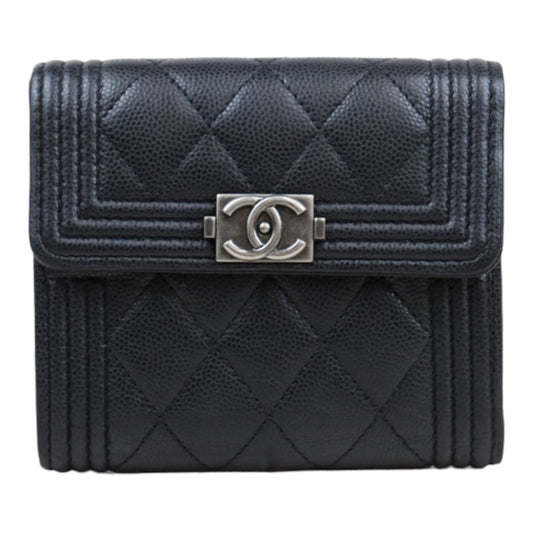 Rank A｜CHANEL Leboy Caviar Skin Black Wallet｜24030733