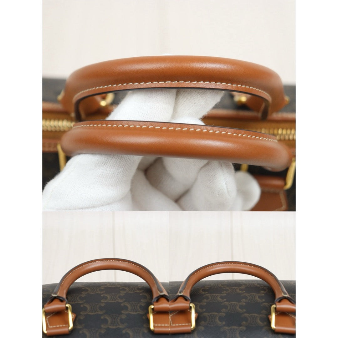 Include Entrupy Certificate of Authenticity｜Very Good ( Rank A)｜ CELINE Macadam Triomphe Poston PM Handbag Bag With Shoulder Strap ｜26060101