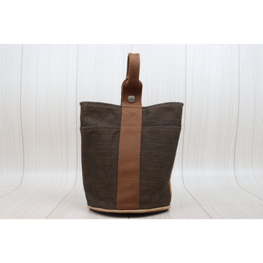 Include Entrupy Certificate of Authenticity｜Good ( Rank AB)｜ Hermes Saxo Vintage Canvas Basket Brown PM｜V25102103