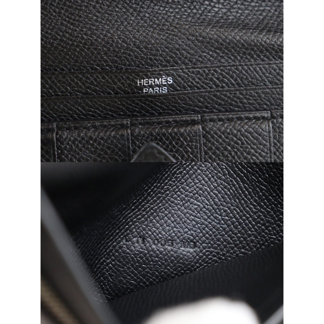 Rank AB｜ HERMES Hermes Bean Long Wallet Black ｜V23062341