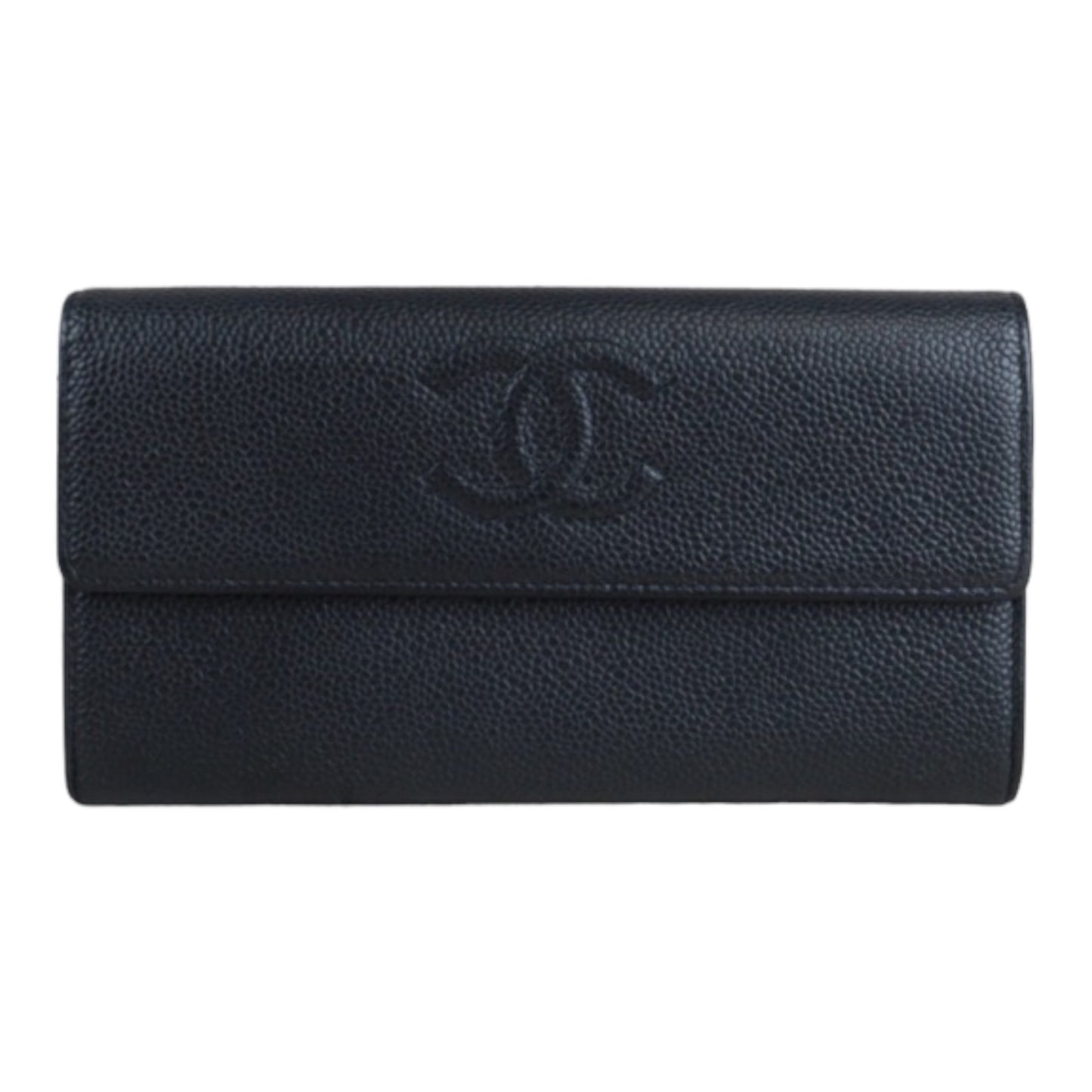 Rank AB ｜Chanel Caviar Skin Black Wallet｜V23072724