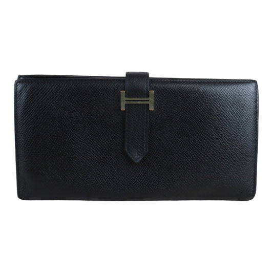 Rank AB｜ HERMES Hermes Bean Long Wallet Black ｜V23062341