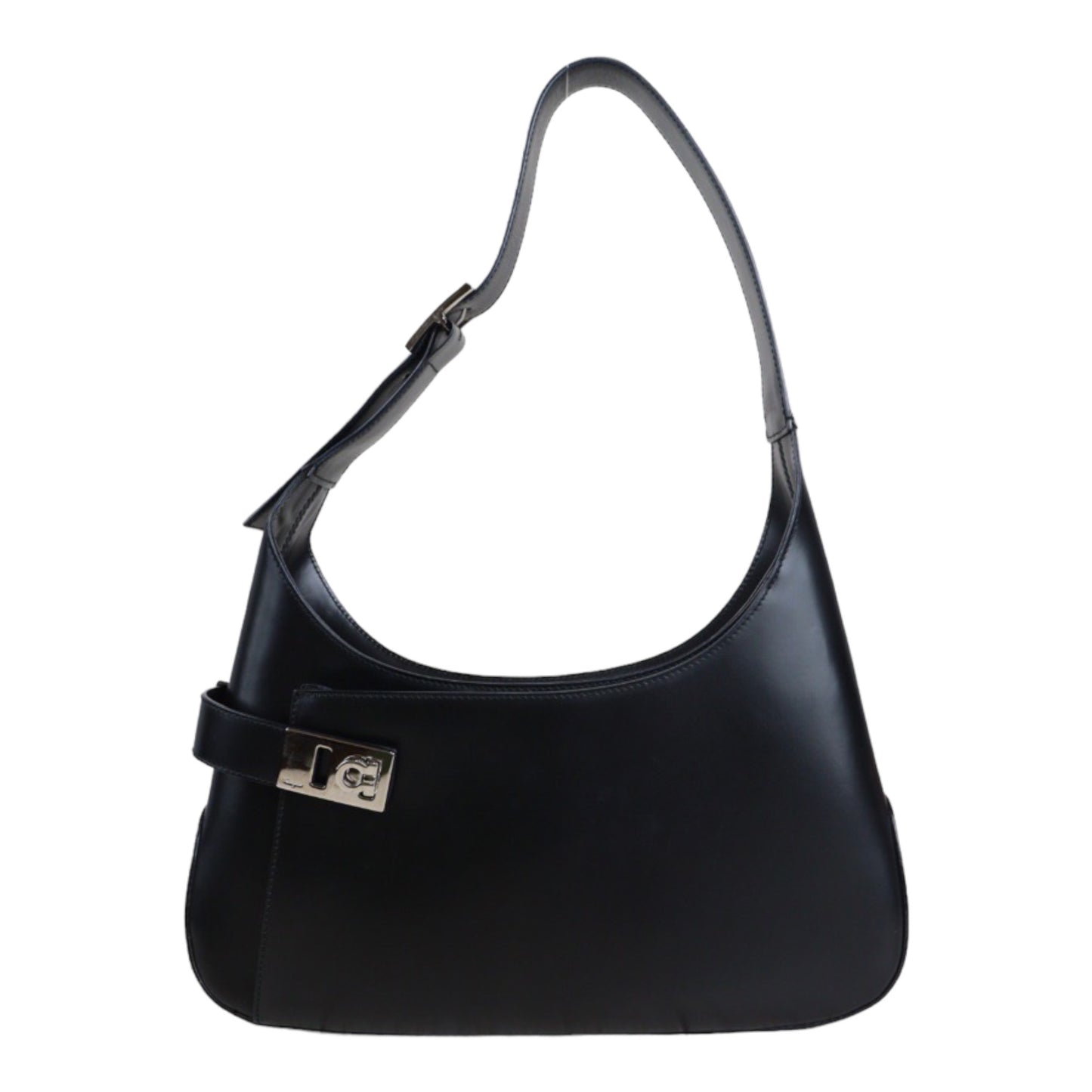 Rank A ｜Ferragamo Calf Leather Shoulder Bag Black｜V23061720