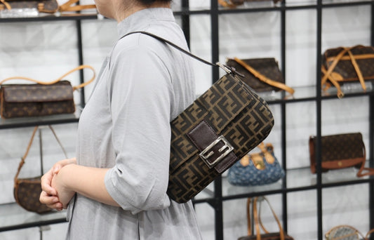 Rank A｜ FENDI Zucca Mamma Baguette Shoulder Bag ｜23042813