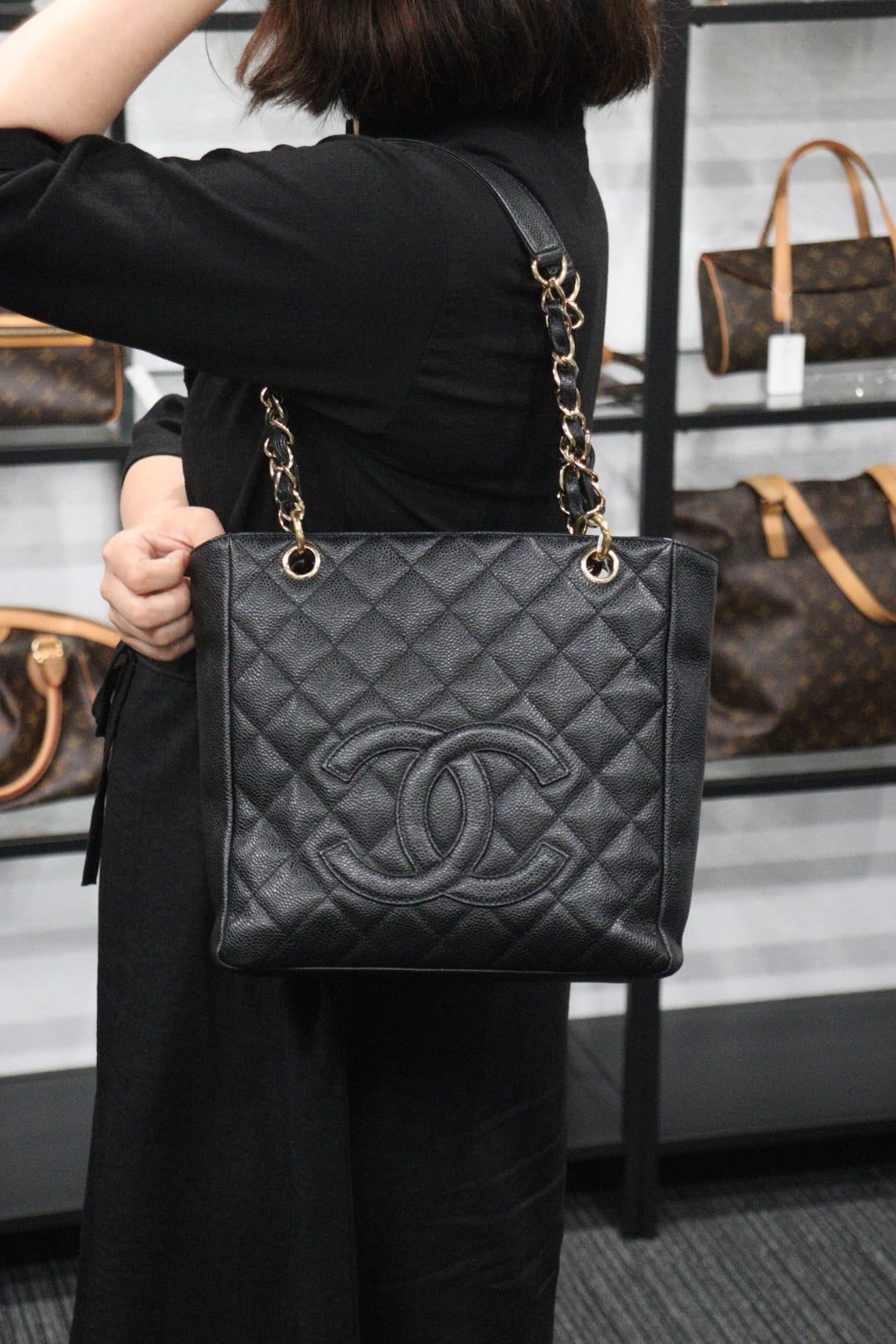 Timeless Chanel Shopping Tote PST caviar Beige Leather ref.194141