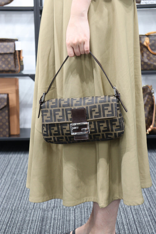 Rank A｜ FENDI Zucca Mamma Baguette Shoulder Bag ｜23051904