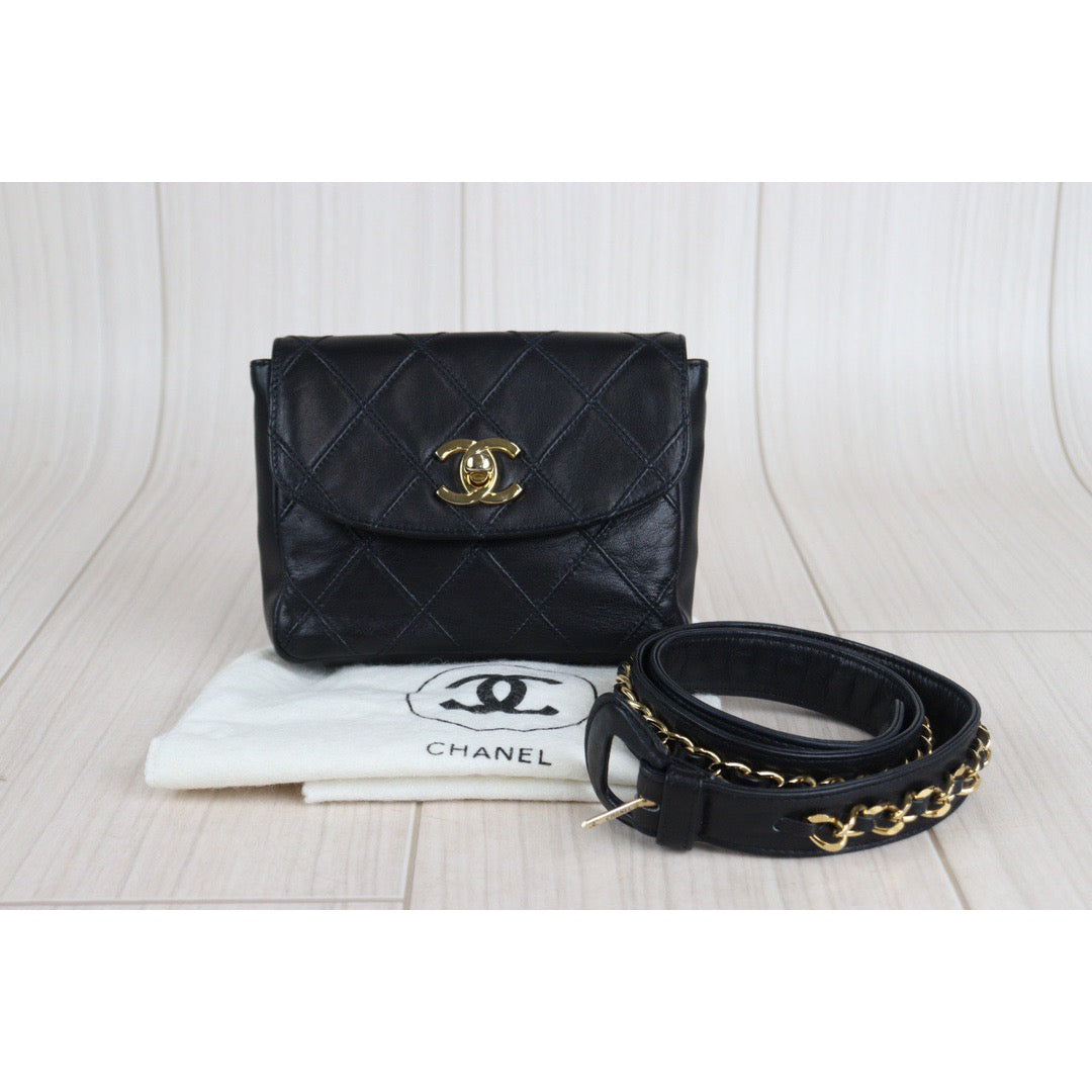 Rank A ｜ CHANEL Matrasse Lambskin Waist Bag｜23070714