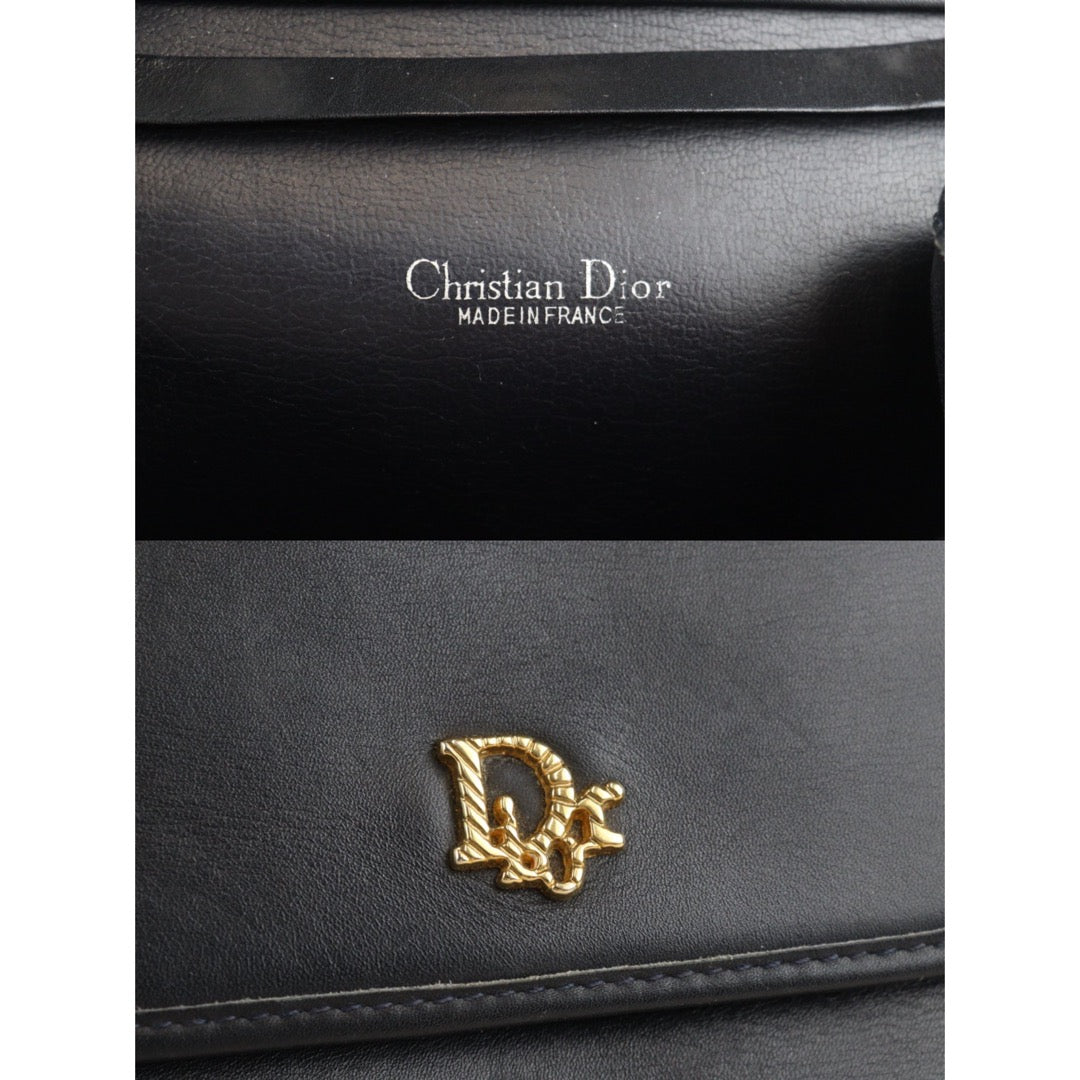 DIOR Christian Dior Vintage Black Leather Shoulder Bag. French