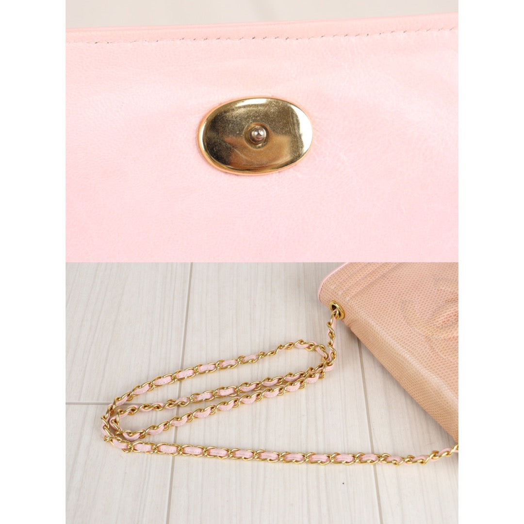 Rank AB ｜CHANEL VIntage Lizard Shoulder Bag Pink｜23052503