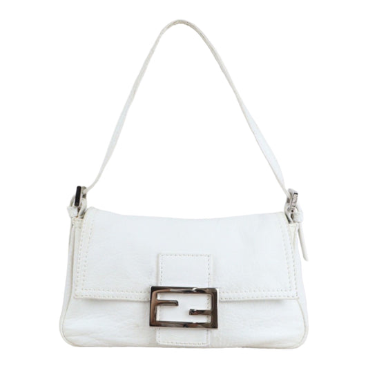 Rank AB｜ FENDI Lamb Leather Shoulder Bag White ｜V23062980