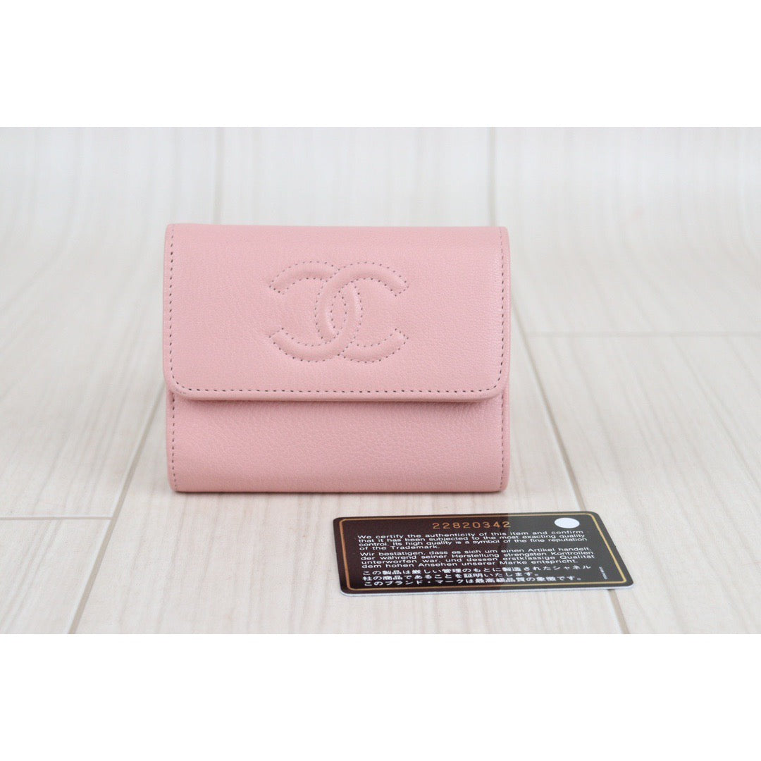 Rank A ｜Chanel Calf Leather Card Holder Pink｜V23062616