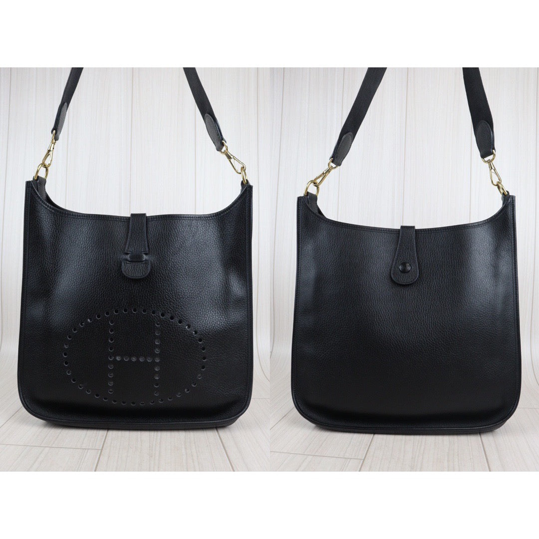 Rank A｜ HERMES Evelyn GM Black Shoulder Bag ｜V23061013