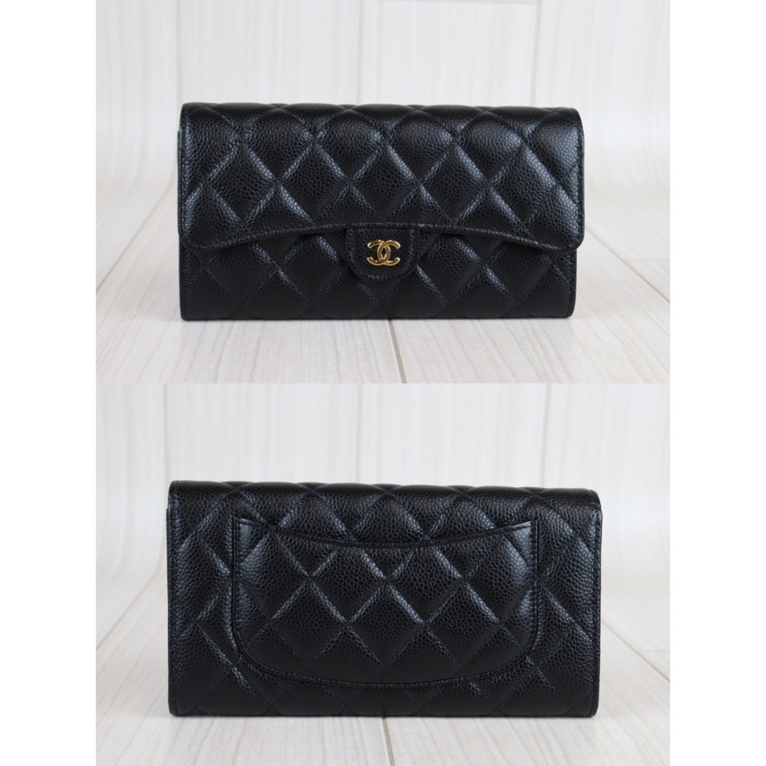 Rank SA ｜Chanel Caviar Skin Black Long Wallet｜23052019