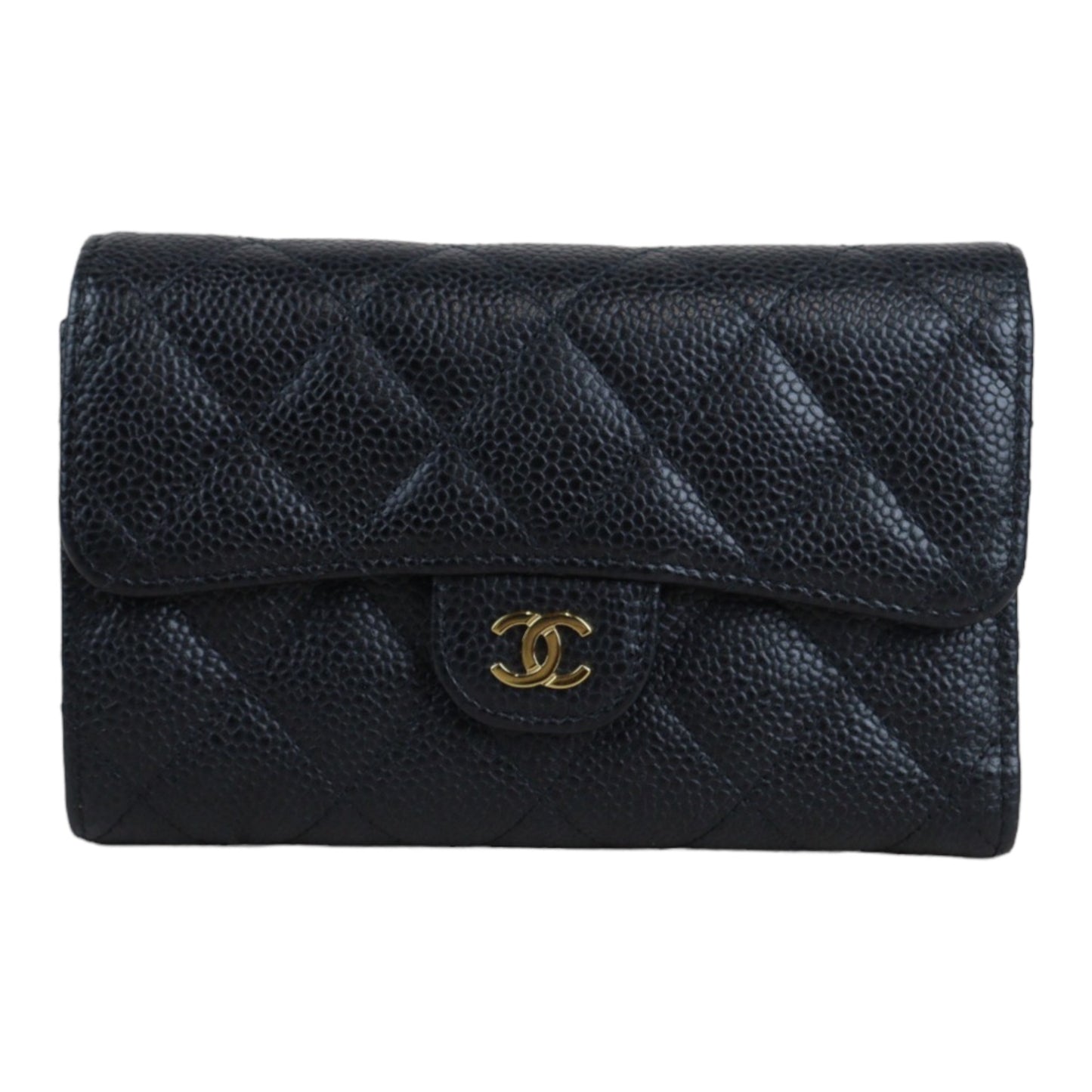 Rank A ｜Chanel Caviar Skin Black Wallet｜V23071901