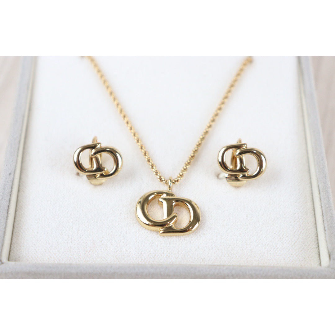 Rank A ｜ Dior Earring Necklace Set Gold｜23072708