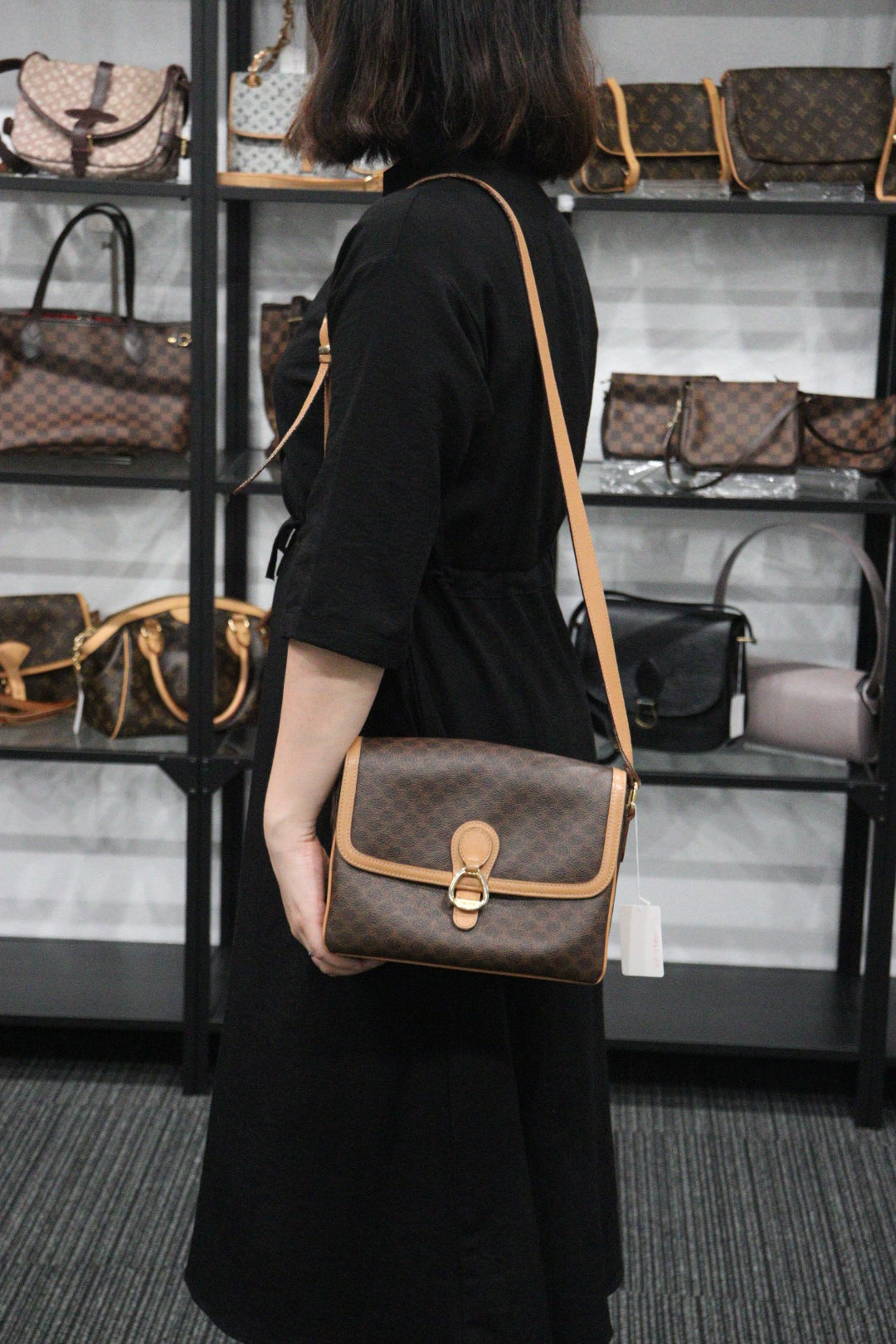 Rank AB｜ CELINE Macadam Shoulder Bag ｜V23062338