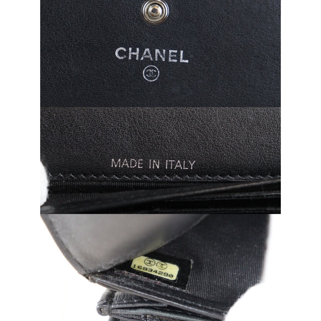 Rank AB ｜Chanel Caviar Skin Black Wallet｜V23072724