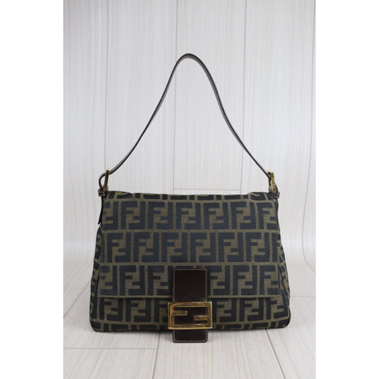 Rank AB｜ FENDI Zucca Mamma Baguette Shoulder Bag Gold Hardware｜V23072722