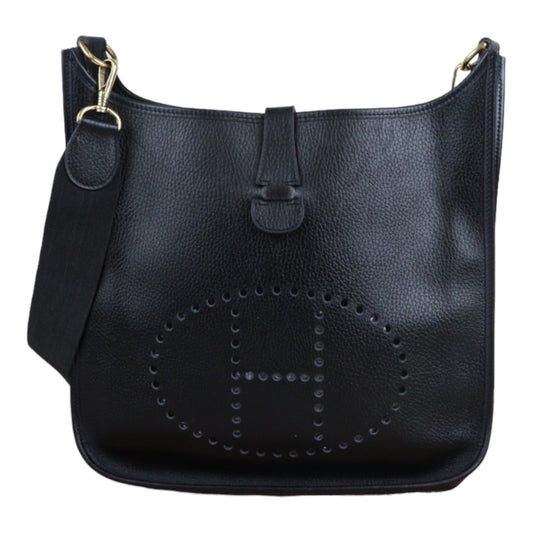 Rank A｜ HERMES Evelyn GM Black Shoulder Bag ｜V23061013