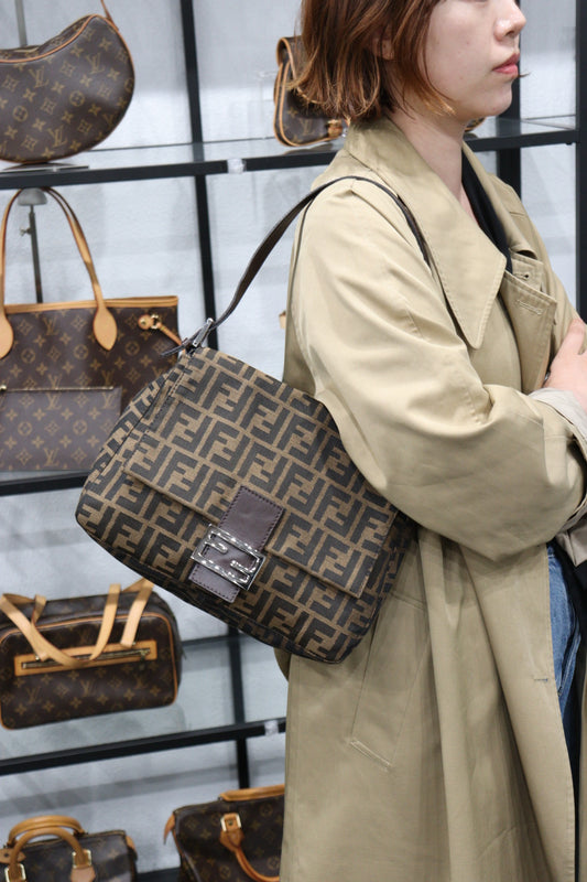 Rank A｜ FENDI Zucca Mamma Baguette Shoulder Bag ｜23042207