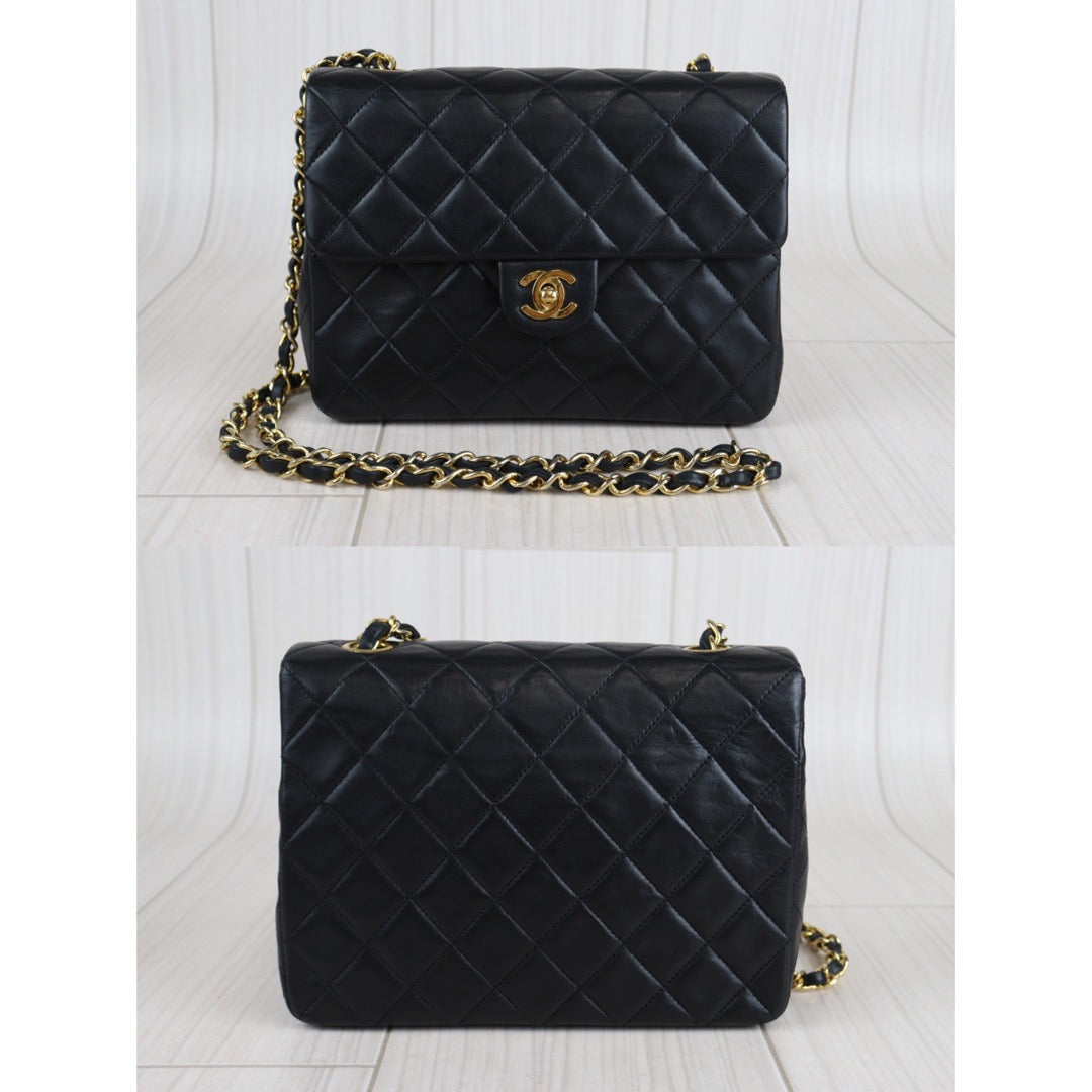 Rank AB ｜ CHANEL Black Lanbskin Square 20 Shoulder Bag ｜230062604