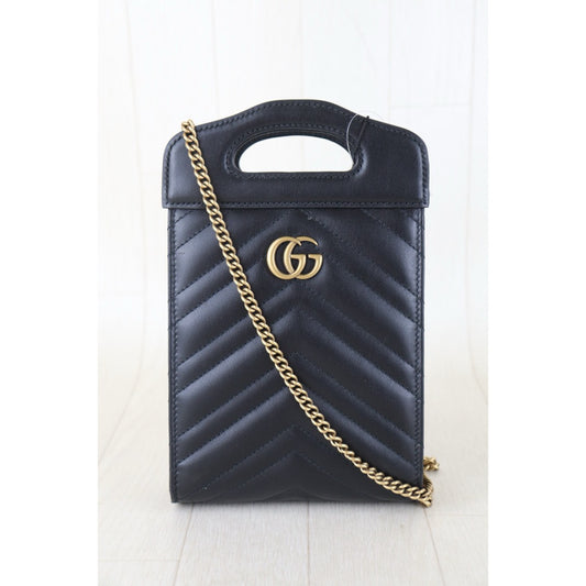 Include Entrupy Certificate of Authenticity｜Very Good ( Rank A) ｜  GUCCI  GG Marmont Mini  Lamb Skin Phone Holder Chain Shoulder Bag｜Z26101214