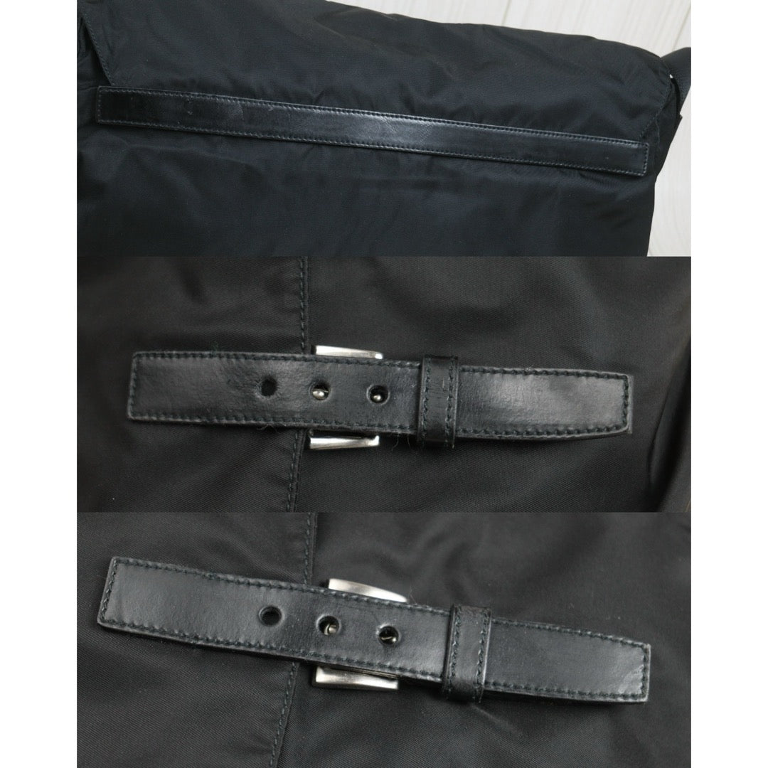 Include Entrupy Certificate of Authenticity｜Good ( Rank AB) ｜Prada  Vela Nylon Buckle Messenger Black Shoulder Bag｜26102607