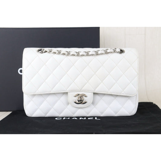 CHANEL Caviar Skin Matelasse Chain Double Flap 25 Shoulder Bag White Made In 2008-2009Year (Rank AB) - photo 2