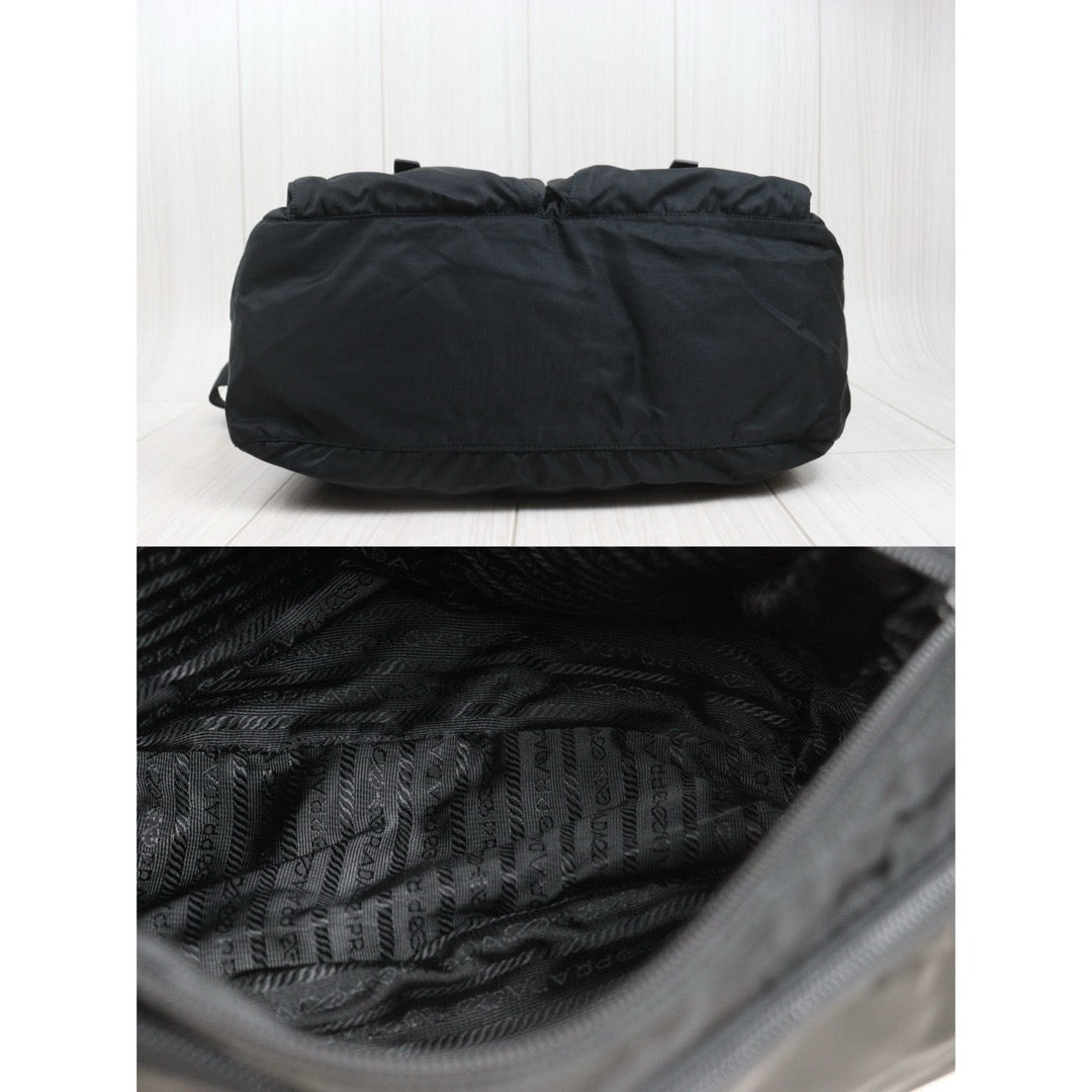 Include Entrupy Certificate of Authenticity｜Good ( Rank AB) ｜Prada  Vela Nylon Buckle Messenger Black Shoulder Bag｜26102607