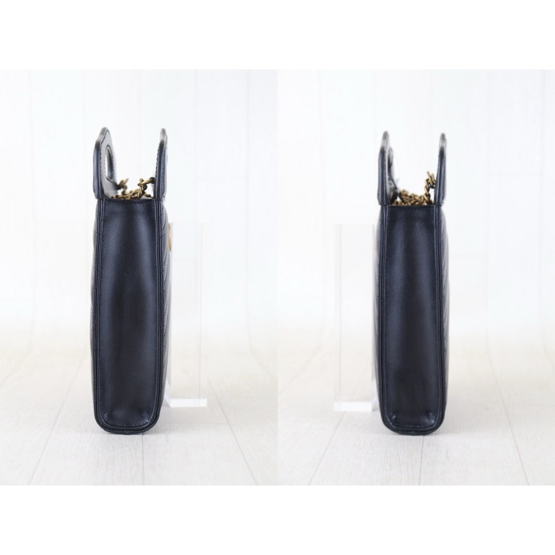 Include Entrupy Certificate of Authenticity｜Very Good ( Rank A) ｜  GUCCI  GG Marmont Mini  Lamb Skin Phone Holder Chain Shoulder Bag｜Z26101214