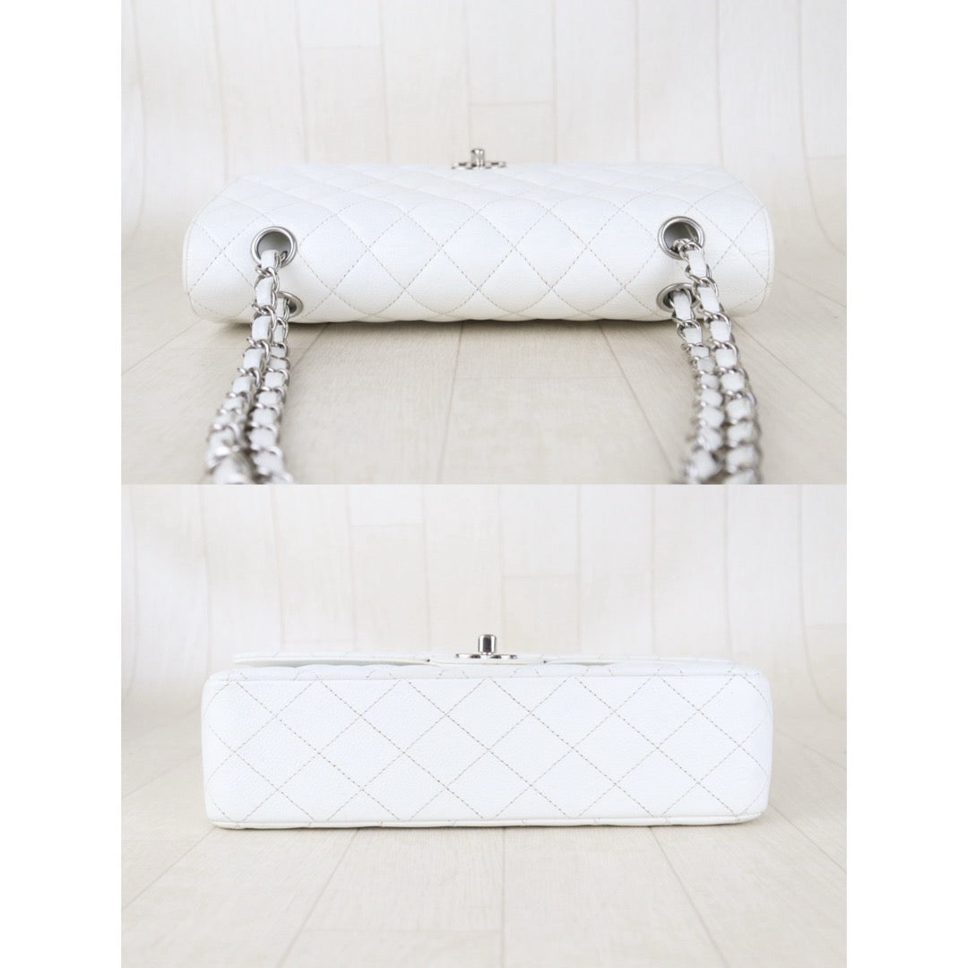 Include Entrupy Certificate of Authenticity｜Good ( Rank AB)｜ CHANEL Caviar Skin Matelasse Chain Double Flap 25 Shoulder Bag White Made In 2008-2009Year  ｜H26102201