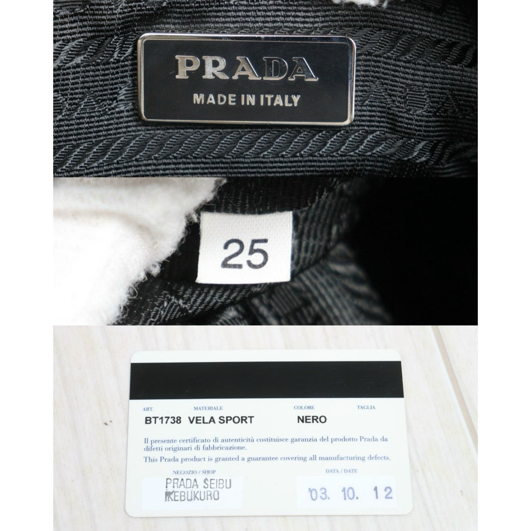 Include Entrupy Certificate of Authenticity｜Good ( Rank AB) ｜Prada  Vela Nylon Buckle Messenger Black Shoulder Bag｜26102607