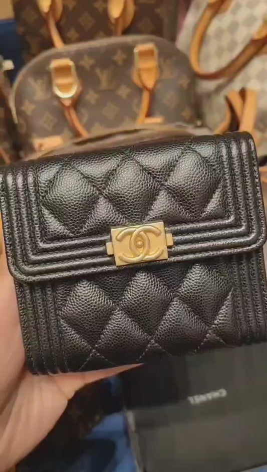 CHANEL Leboy Caviar Skin Black Wallet