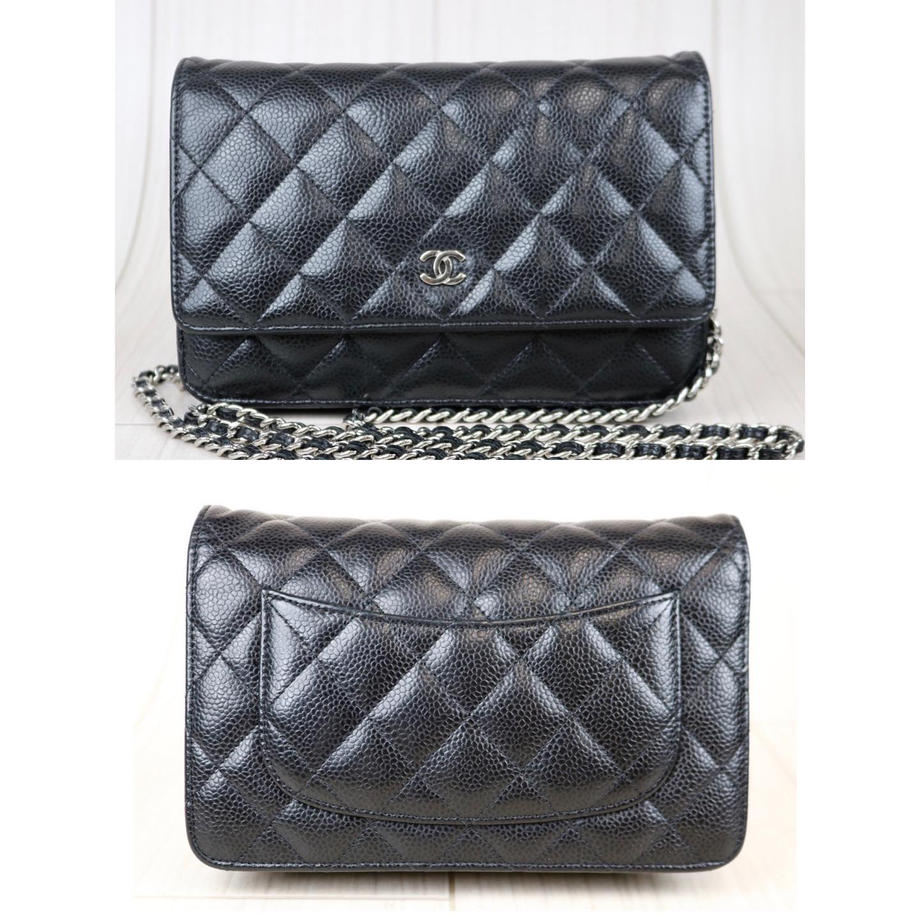 Rank A ｜       CHANEL Caviar Skin Classic Chain Wallet    ｜091613