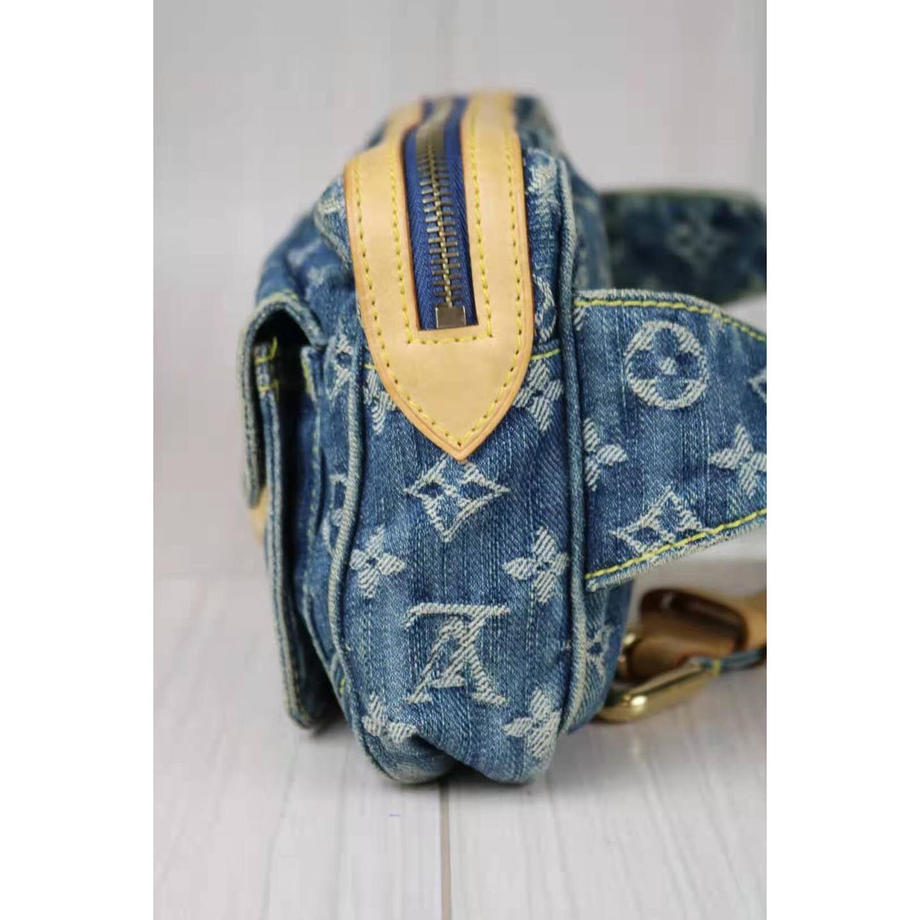 Rank A ｜    LV Monogram Denim Bum Bag Waist Pouch Body Bag    ｜092303