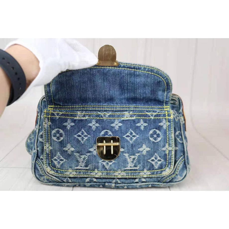 Rank A ｜    LV Monogram Denim Bum Bag Waist Pouch Body Bag    ｜092303