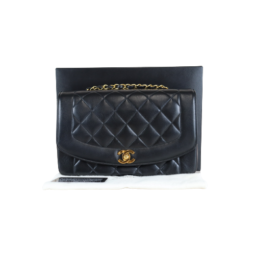 Rank A ｜ CHANEL Matrasse Diana 25 Lamb Skin Double Flap Double Chain Bag ｜091008