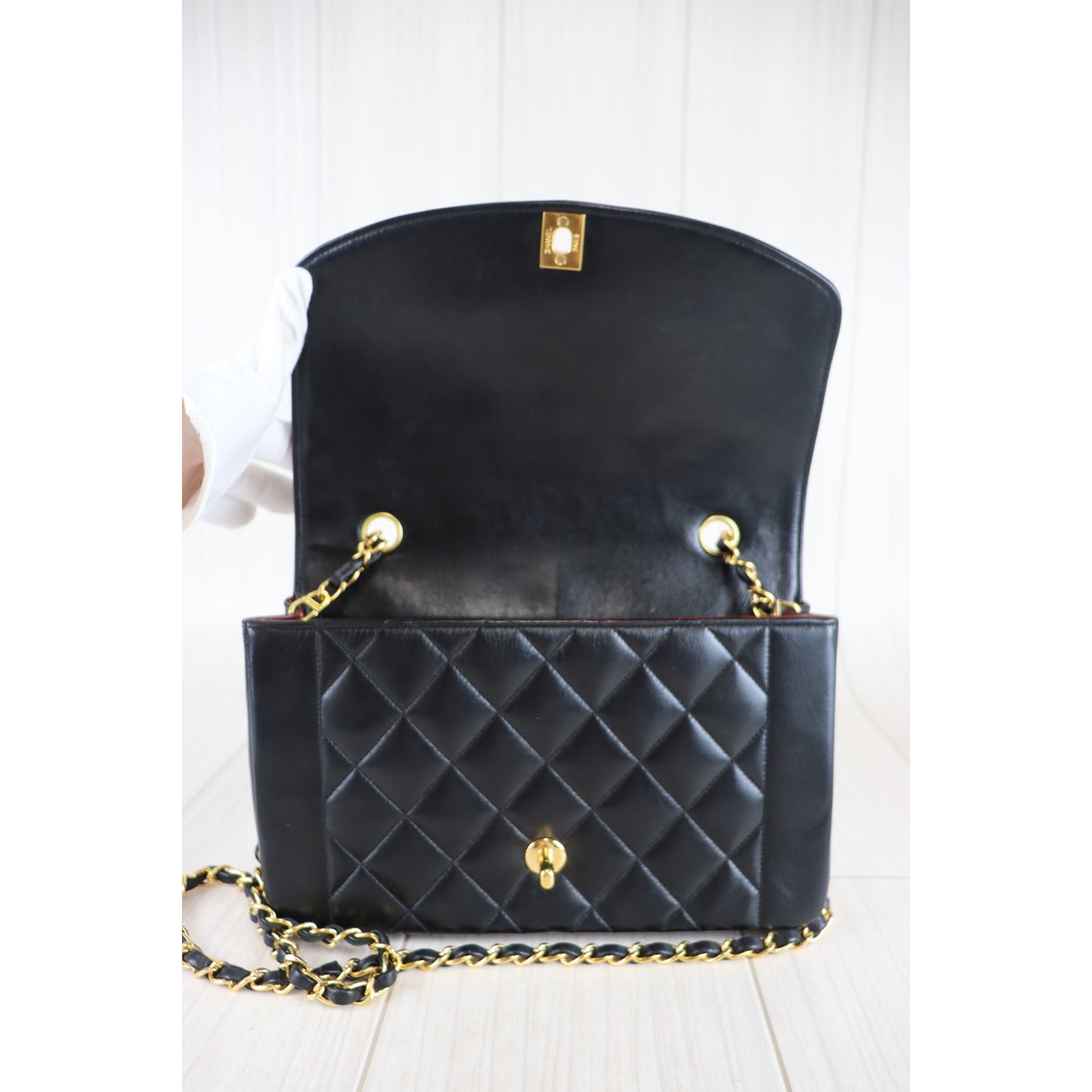 Rank A ｜ CHANEL Matrasse Diana 25 Lamb Skin Double Flap Double Chain Bag ｜091008