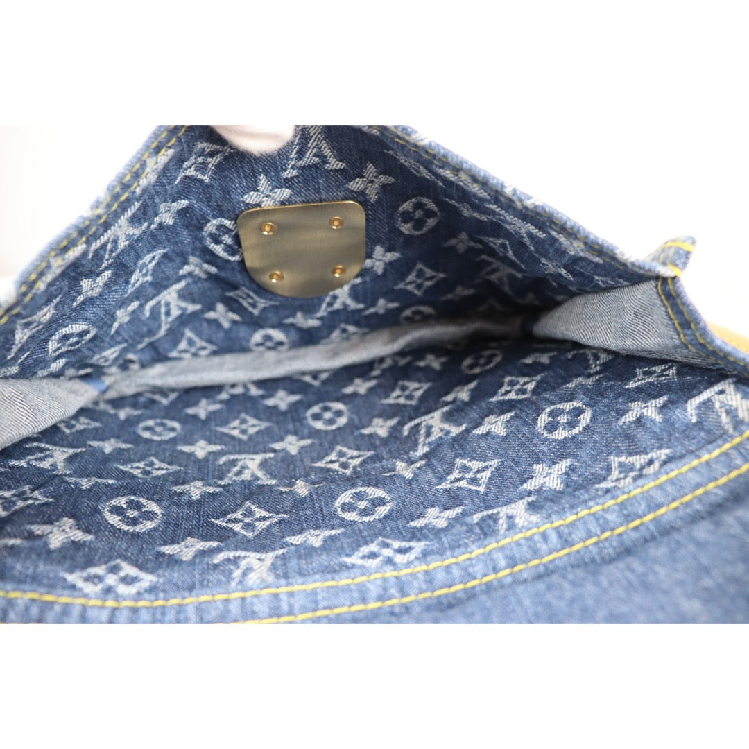 Rank S｜ LV 2005 Flat Shopper Monogram Denim Shoulder Bag ｜092326